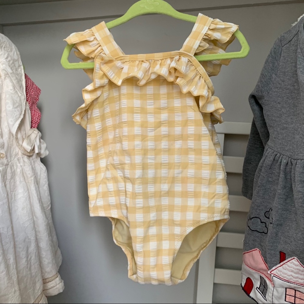 ✨HOST PICK✨ H&M Yellow Ruffle Gingham Swimsuit